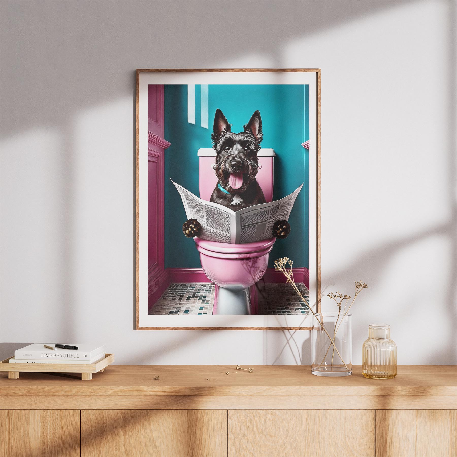 Scottish Terrier Toilet Dogs PInk and Turquise image 8