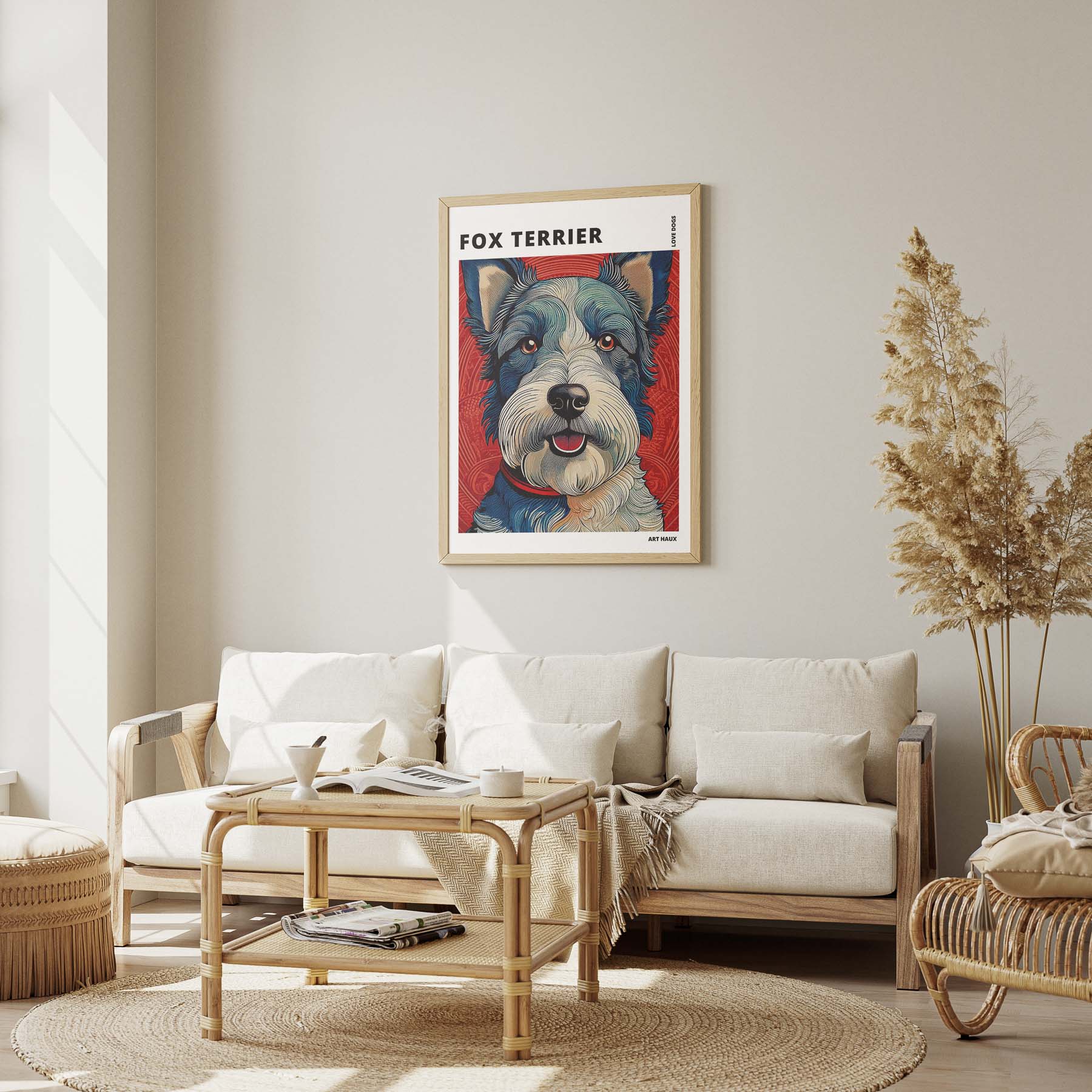 Fox Terrier Hokusai Japanese Inspired Dog Series with Text image 2