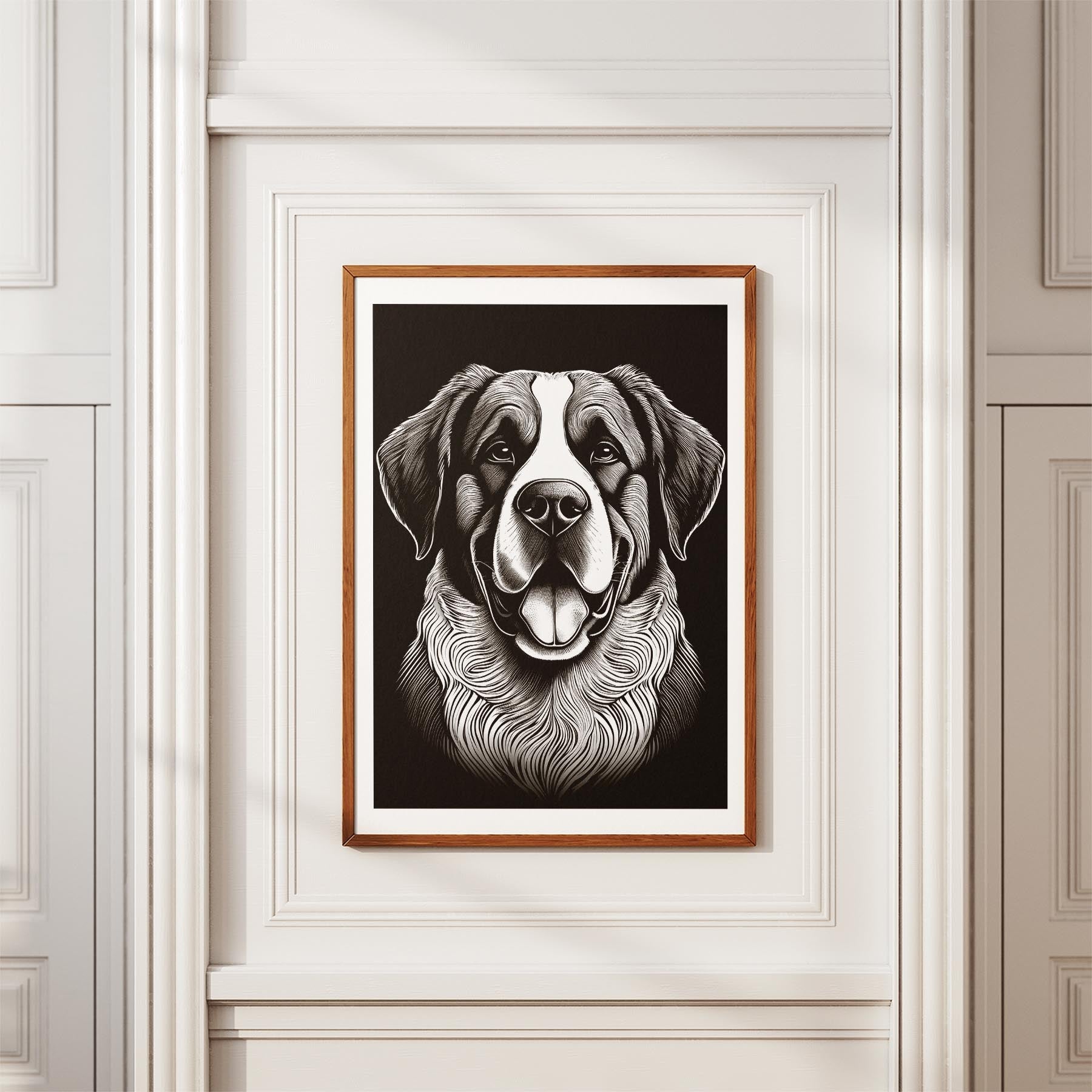 Saint Bernard Line Dog Series in Black and White image 3