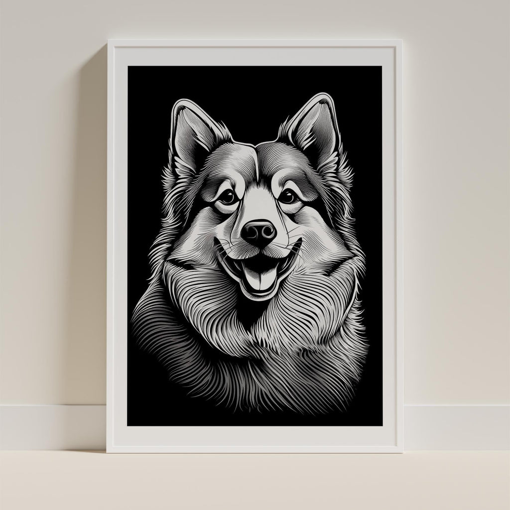 Finnish Lapphund Line Dog Series in Black and White image 9