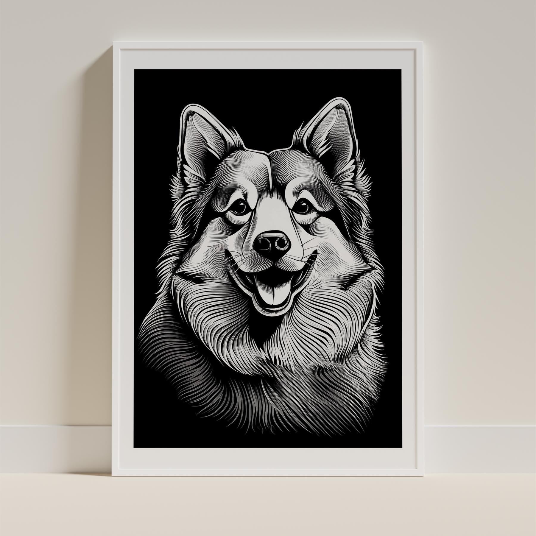 Finnish Lapphund Line Dog Series in Black and White image 9