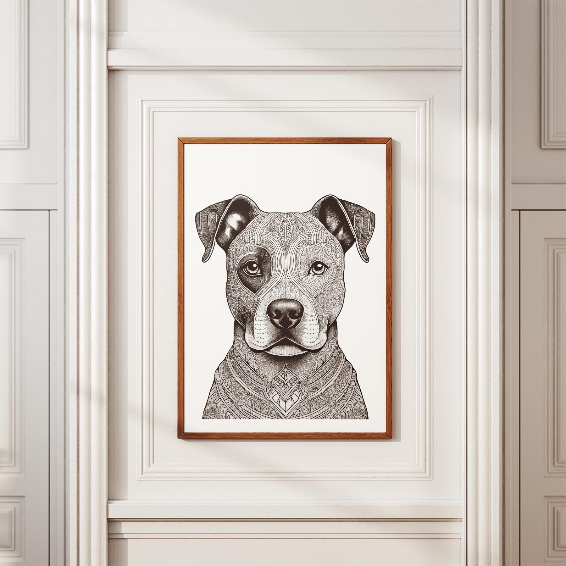 American Staffordshire Terrier Mandala Black and White Dog Series image 3