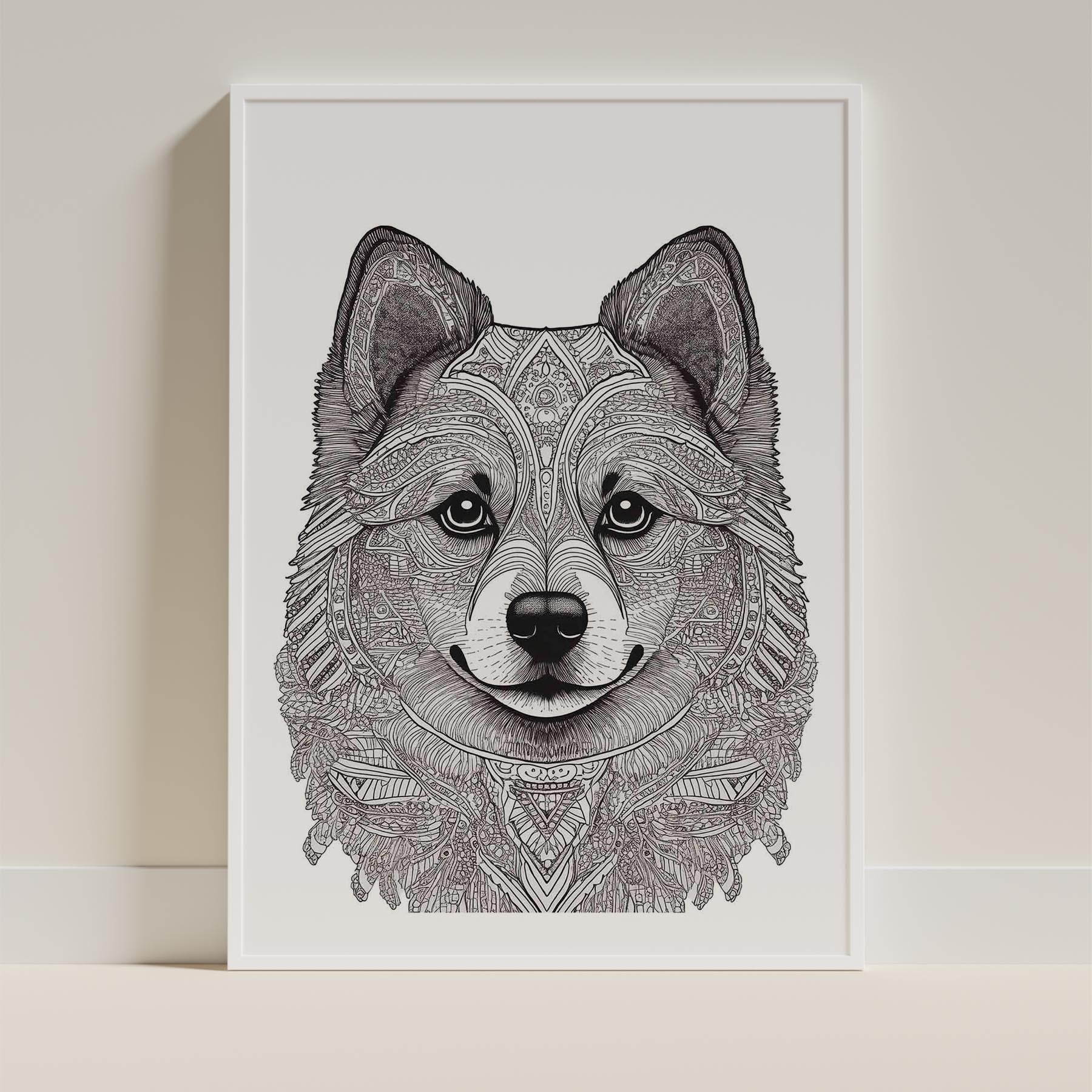 Pomeranian Mandala Black and White Dog Series image 9