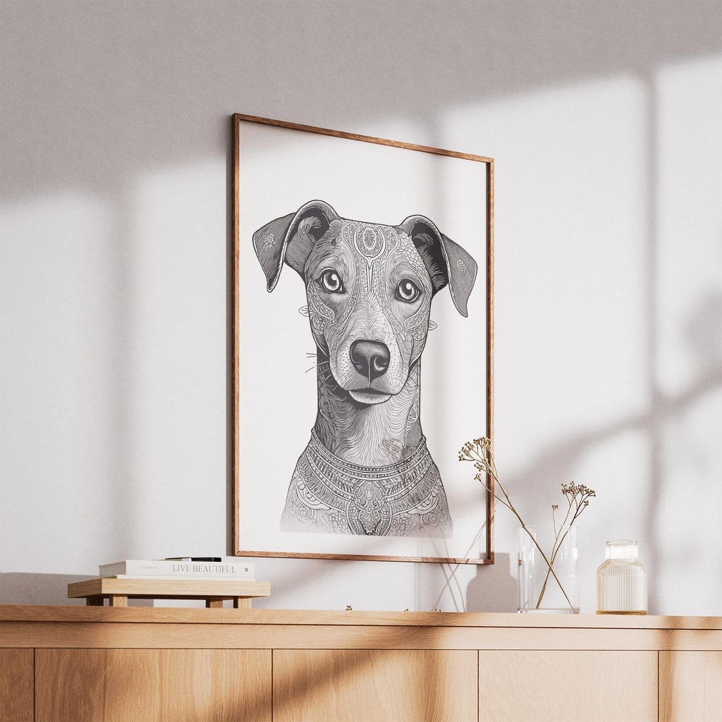 Whippet Mandala Black and White Dog Series image 5