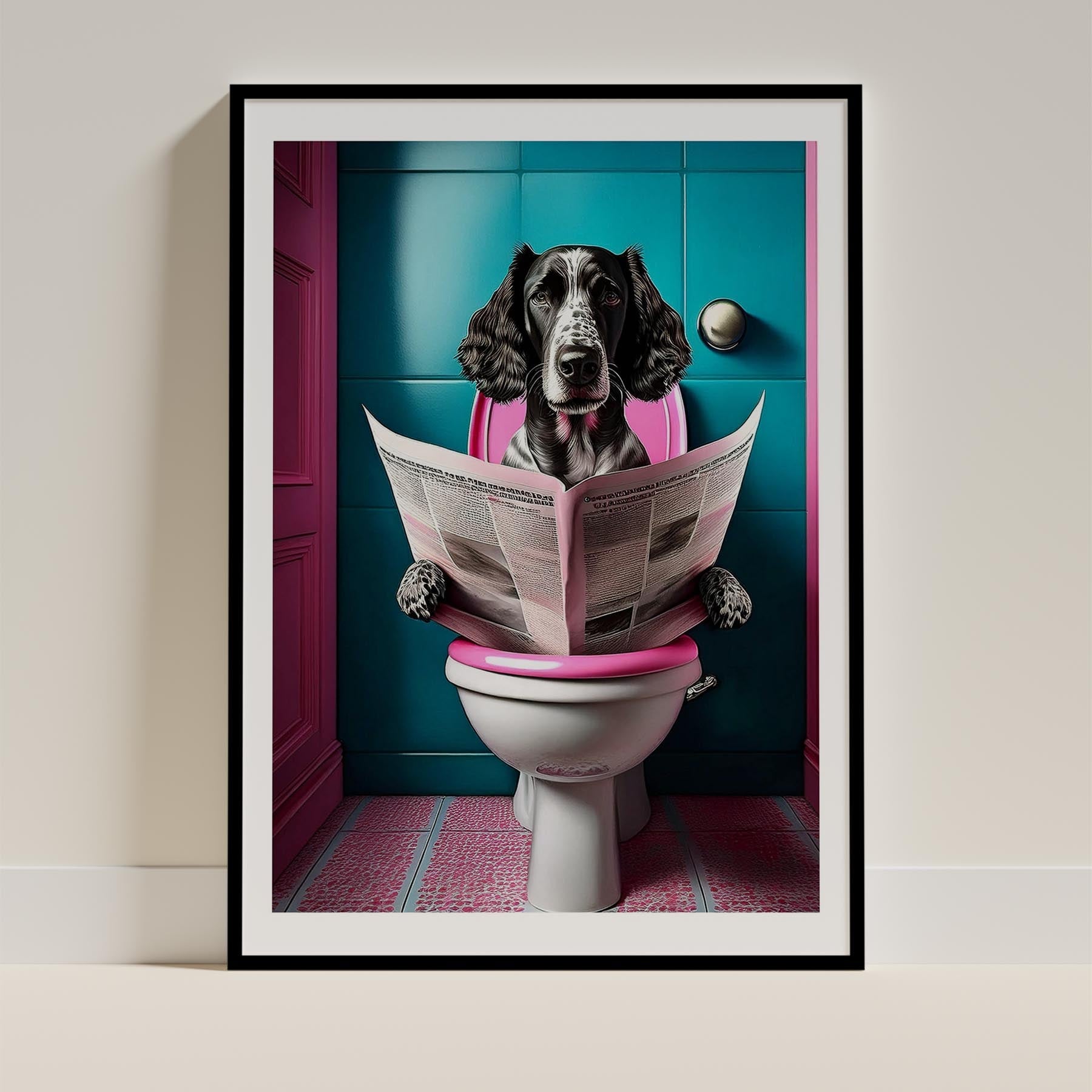 English Setter Toilet Dogs PInk and Turquise image 0
