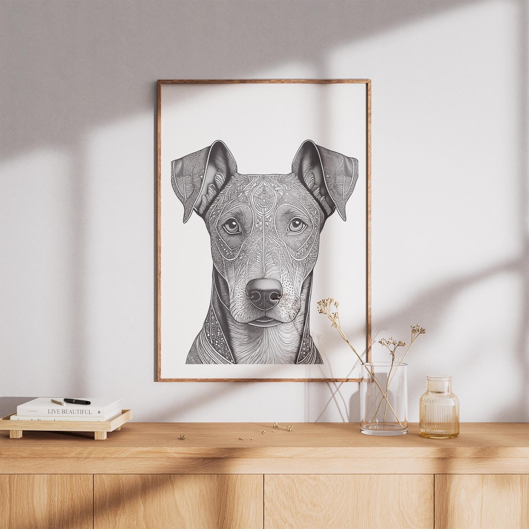 Doberman Mandala Black and White Dog Series image 8