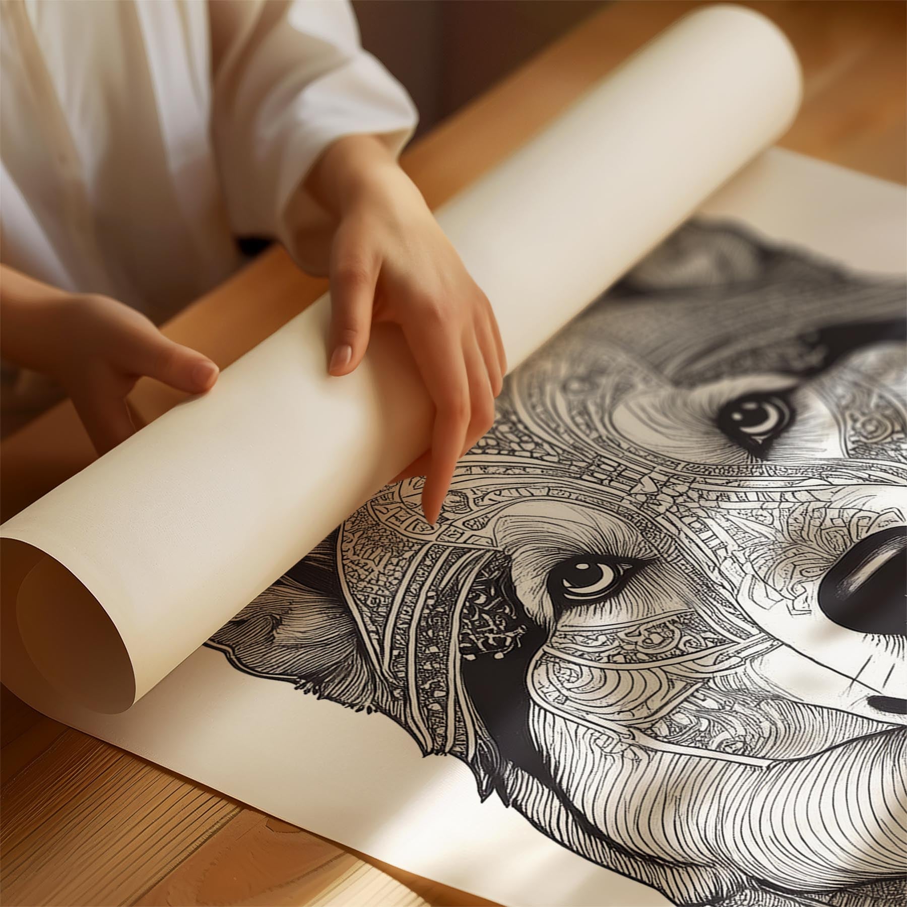 Finnish Lapphund Mandala Black and White Dog Series image 1