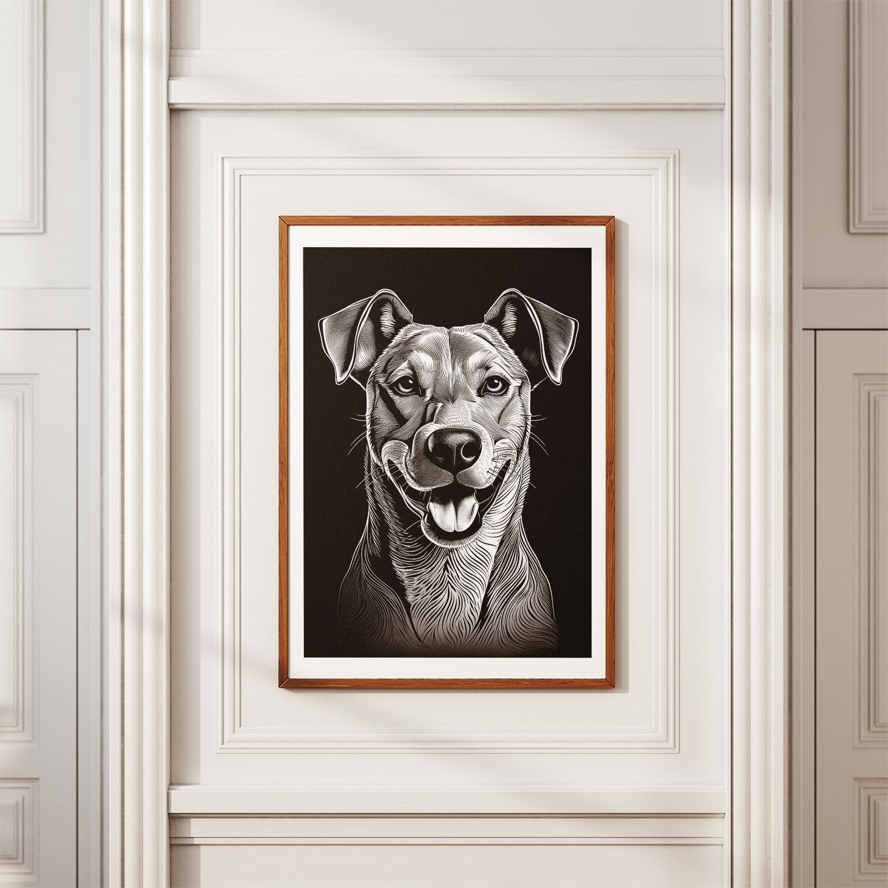 Rhoedesian Ridgeback Line Dog Series in Black and White image 3