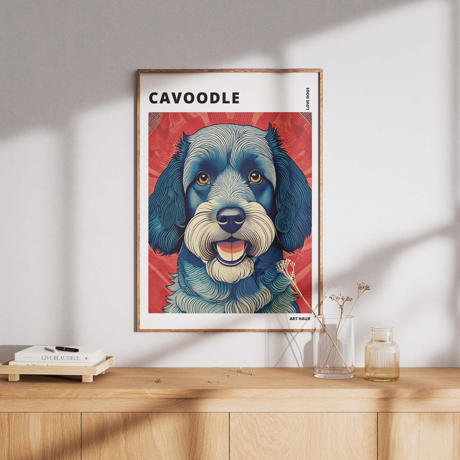 Cavoodle Hokusai Japanese Inspired Dog Series with Text image 7