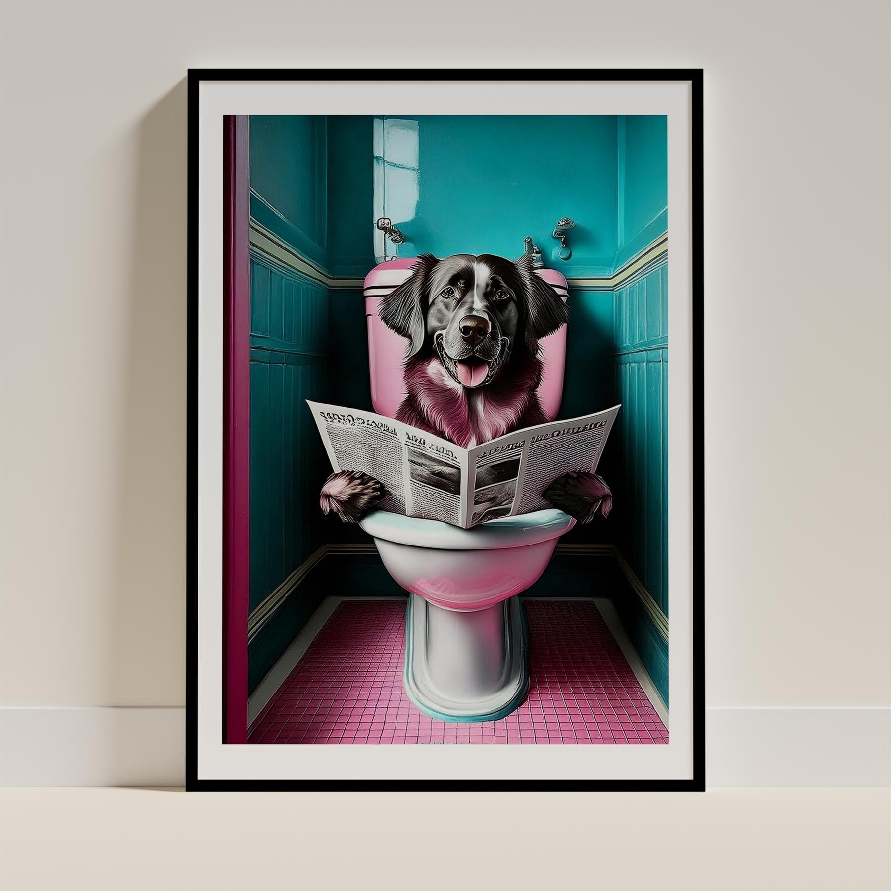 Golden Retriever Toilet Dogs PInk and Turquise image 0