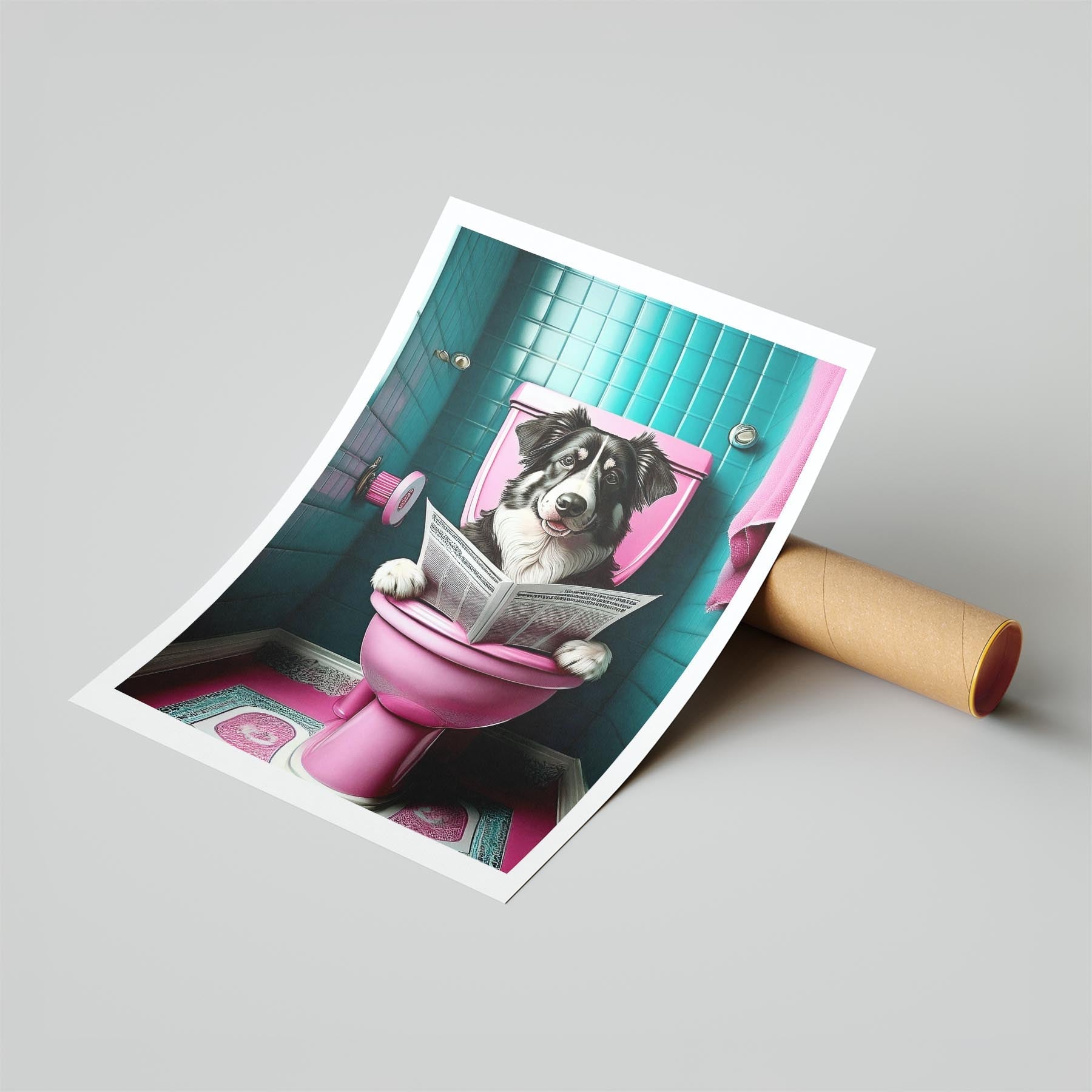 Australian Shepherd Toilet Dogs PInk and Turquise image 6