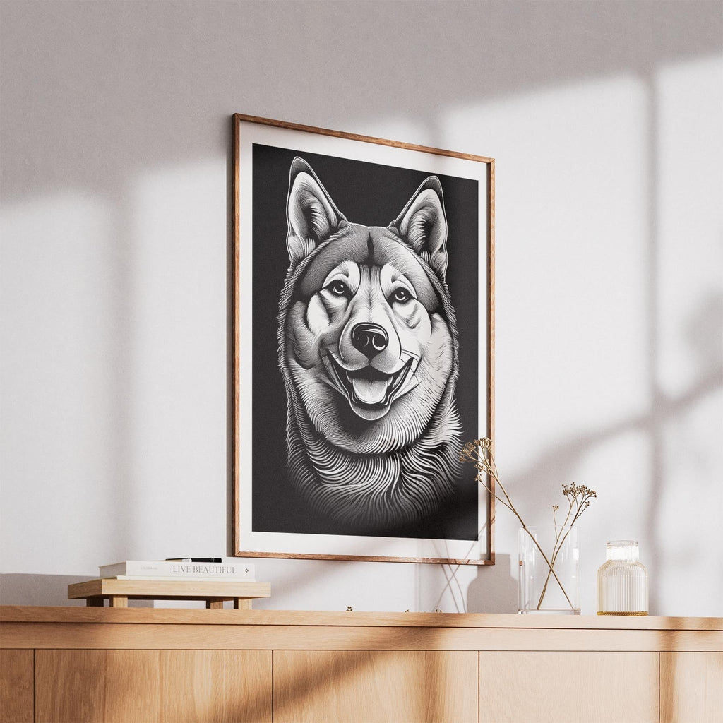 Akita Inu Line Dog Series in Black and White image 5
