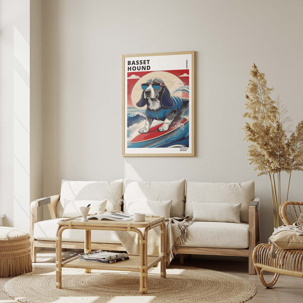Basset Hound Hokosai Surfer Dogs 1 image 1