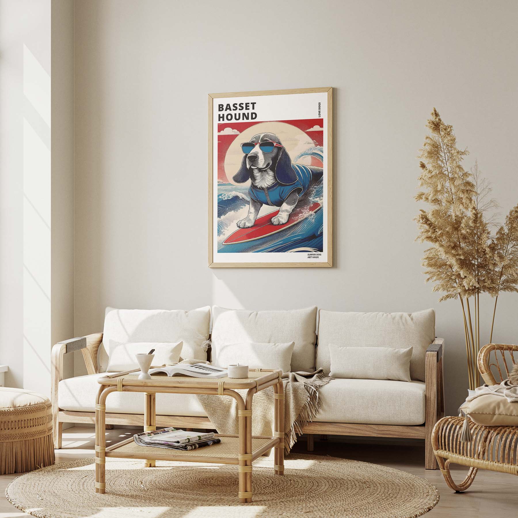 Basset Hound Hokosai Surfer Dogs 1 image 1