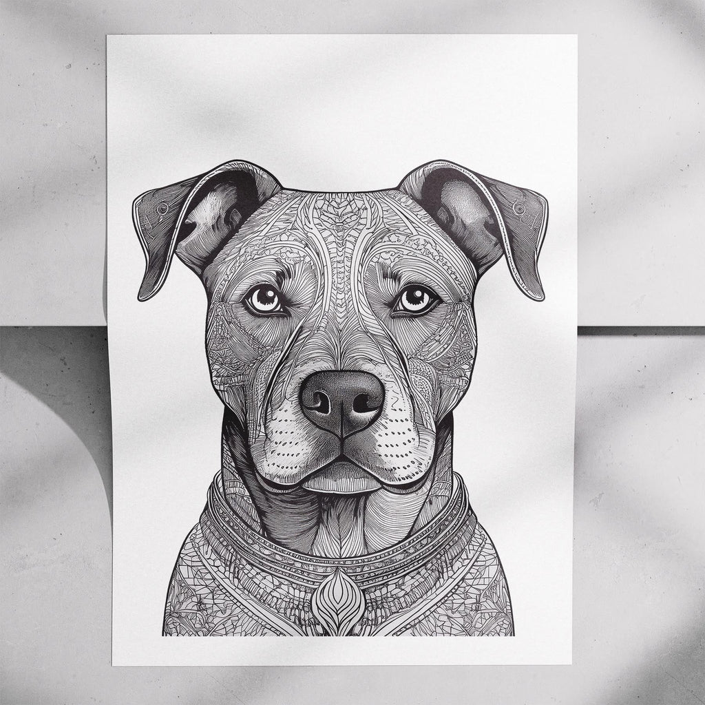 American Pitbull Terrier Mandala Black and White Dog Series image 7