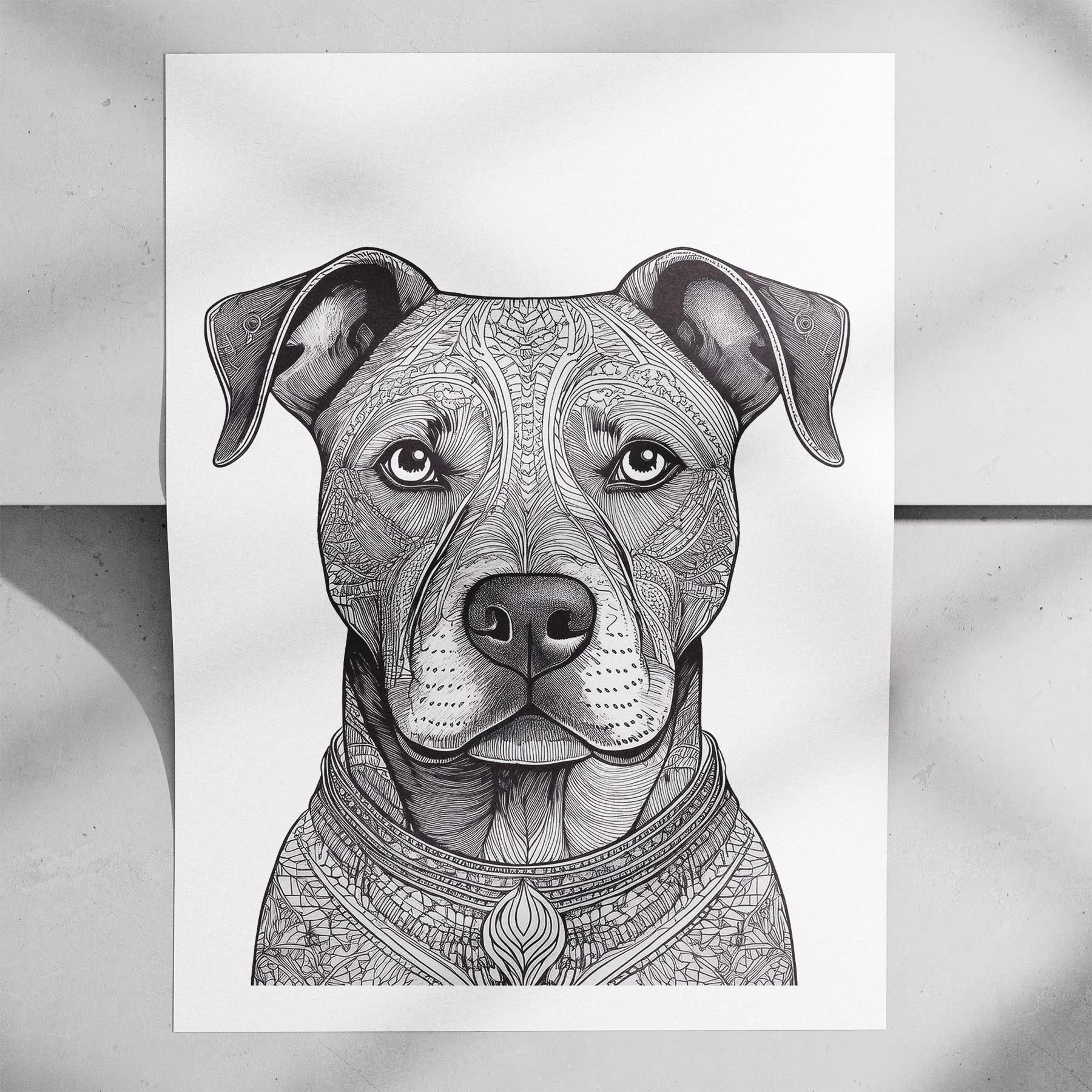 American Pitbull Terrier Mandala Black and White Dog Series image 7