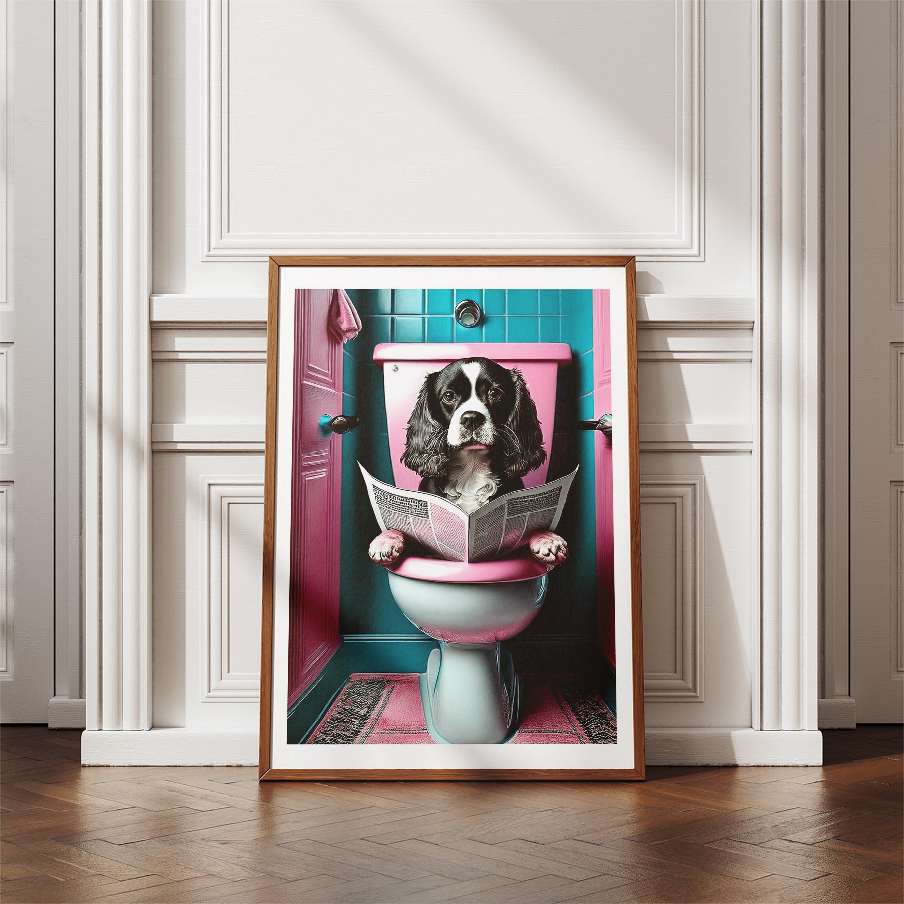 Cavalier Spaniel Toilet Dogs PInk and Turquise image 4