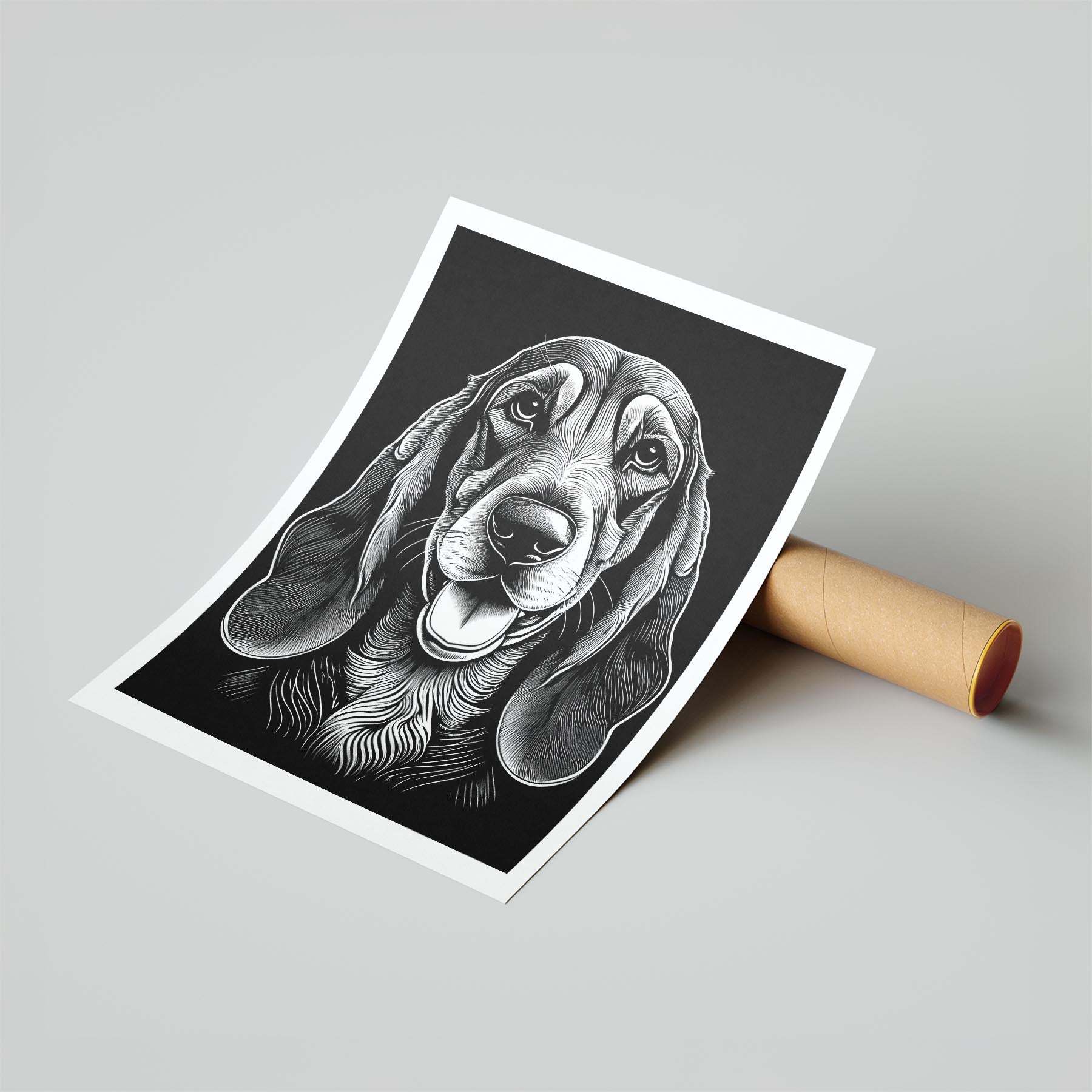 Bloodhound Line Dog Series in Black and White image 6