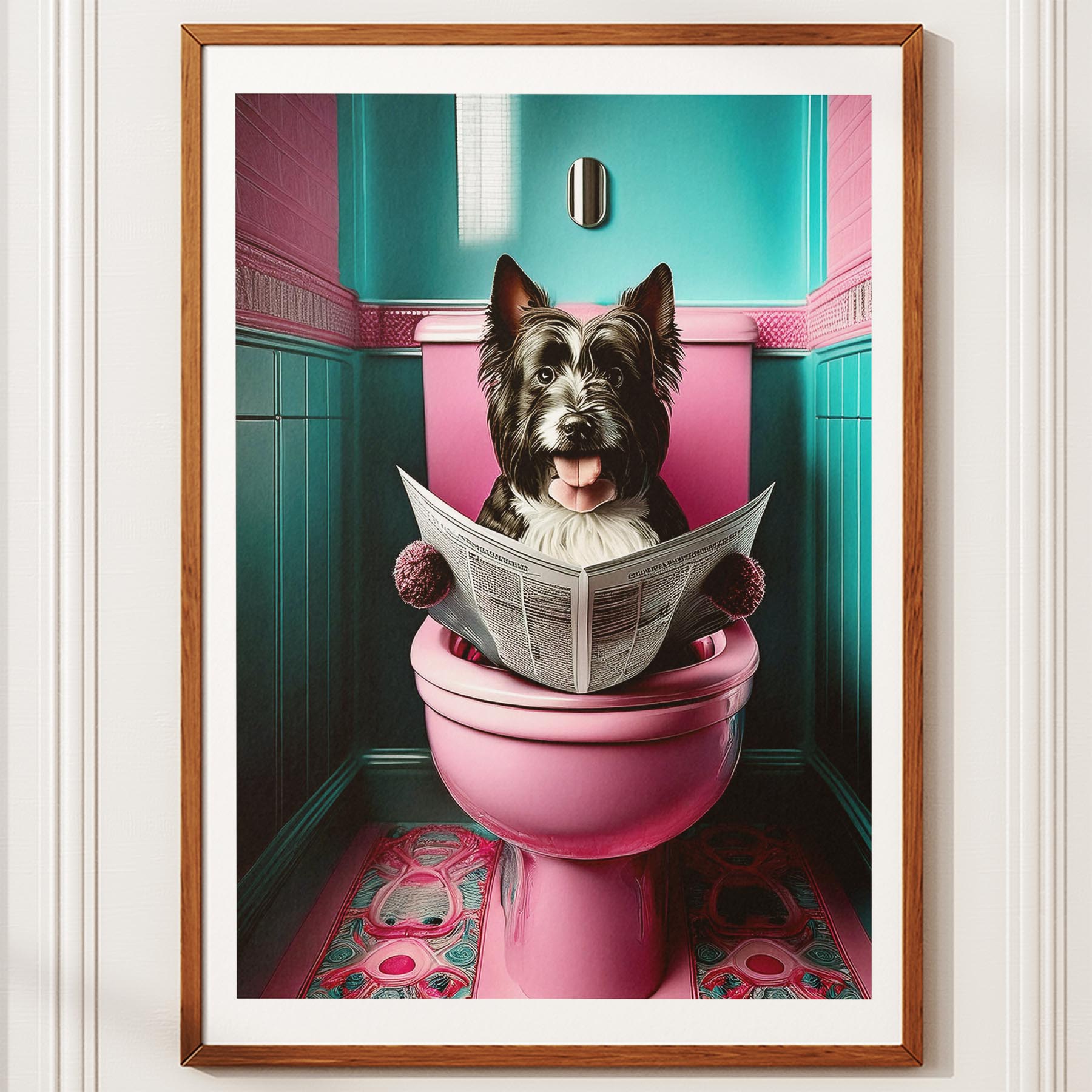 Australian Silky Terrier Toilet Dogs PInk and Turquise image 10