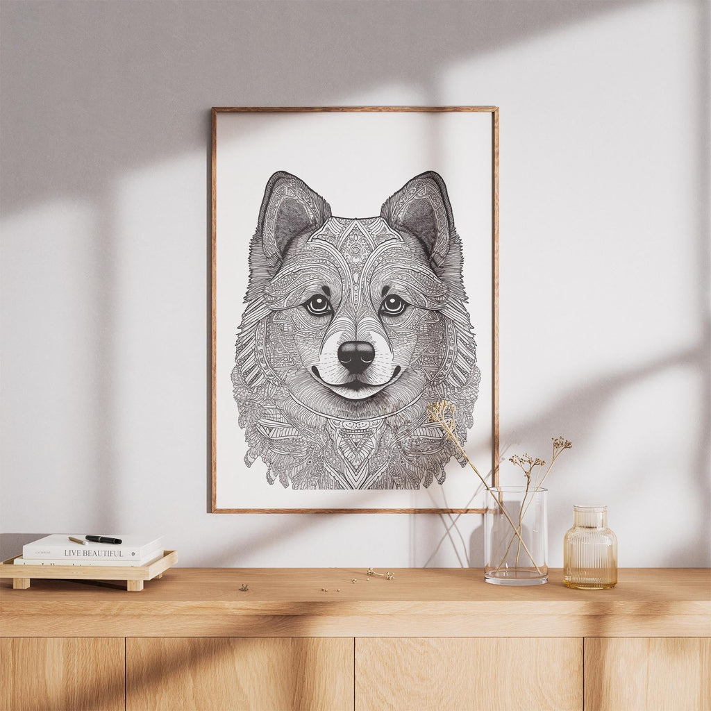 Pomeranian Mandala Black and White Dog Series image 8