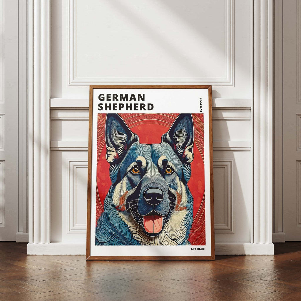 German Shepherd Hokusai Japanese Inspired Dog Series with Text image 4