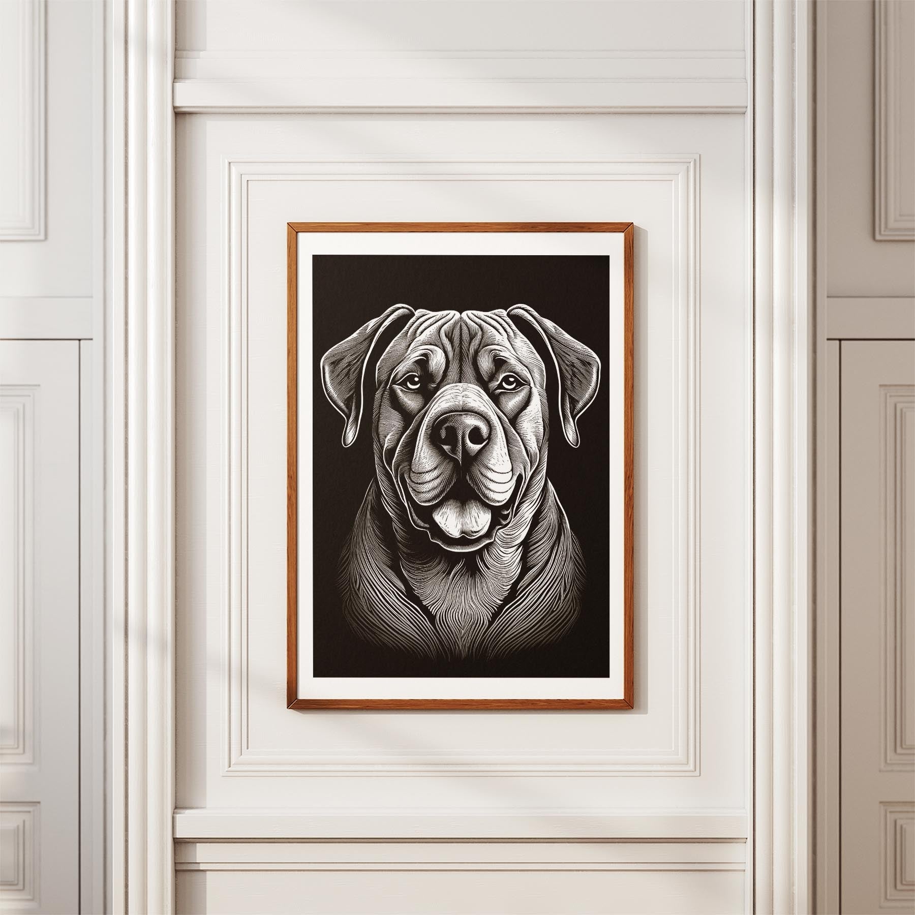 Neapolitan Mastiff Line Dog Series in Black and White image 3