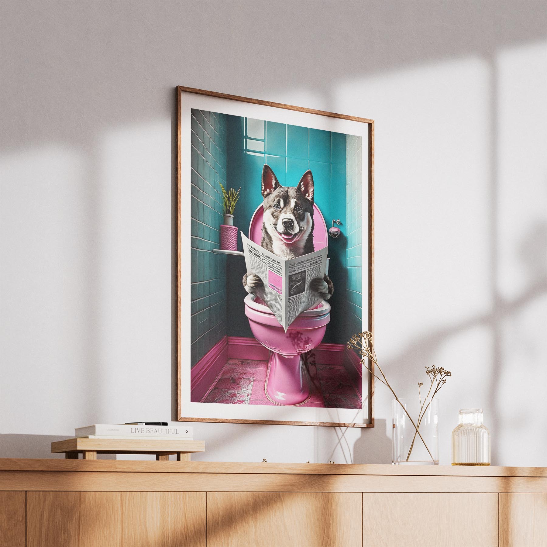 Shiba Toilet Dogs PInk and Turquise image 5