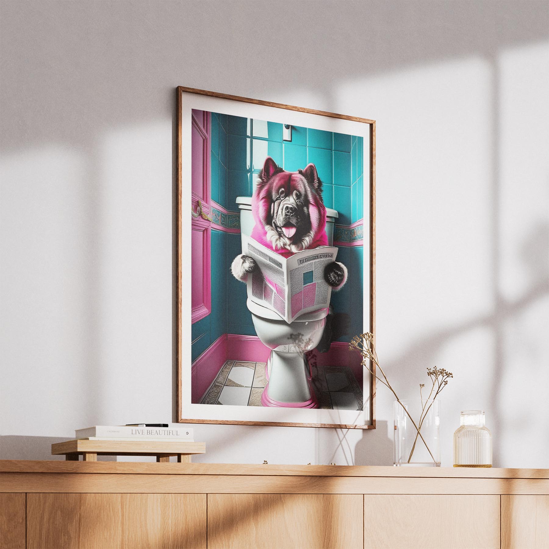 Chow Chow Toilet Dogs PInk and Turquise image 5