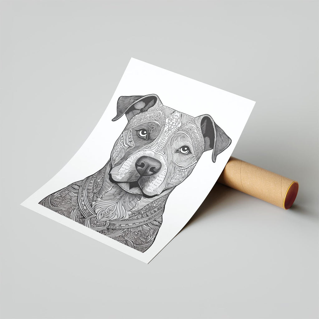 Staffordshire Bull Terrier Mandala Black and White Dog Series image 6