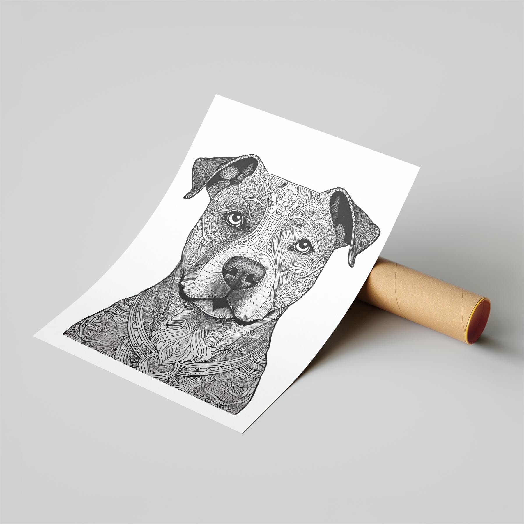 Staffordshire Bull Terrier Mandala Black and White Dog Series image 6
