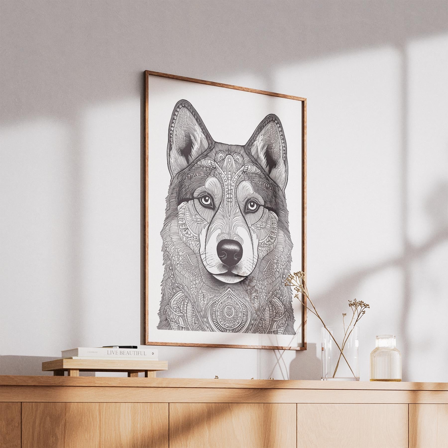 Siberian Husky Mandala Black and White Dog Series image 5