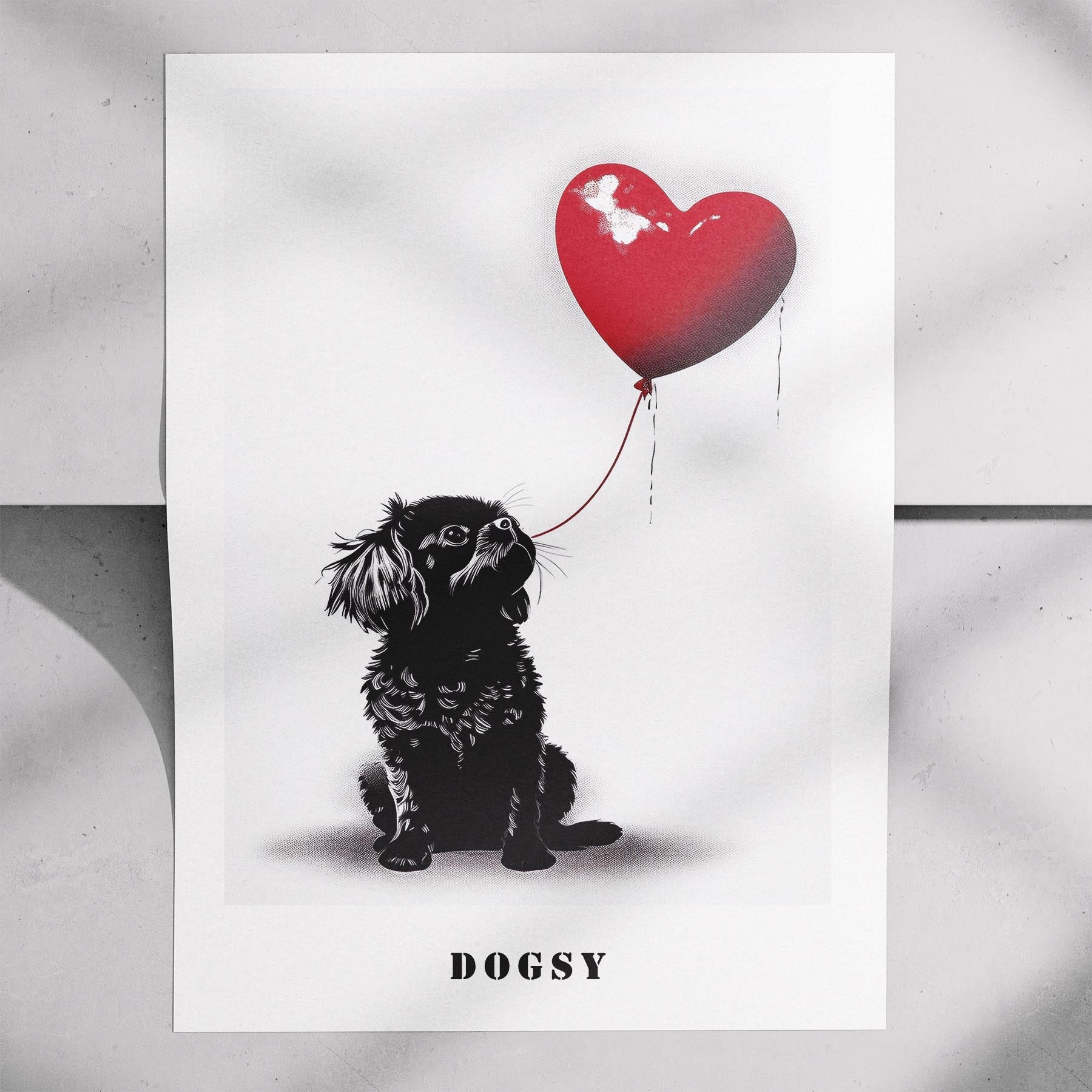 Japanese Chin DOGSY Series inspired by the Art of Banksy with text Dogsy image 7