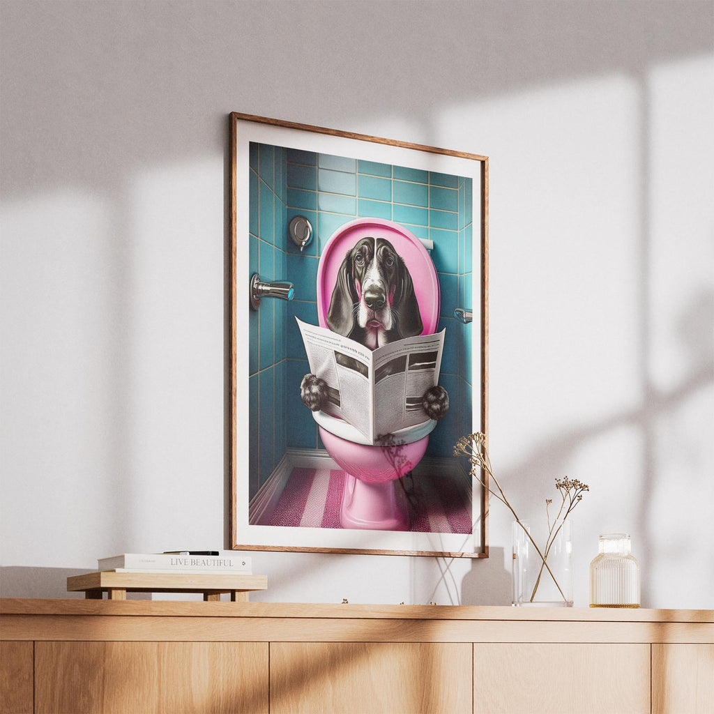 Bloodhound Toilet Dogs PInk and Turquise image 5