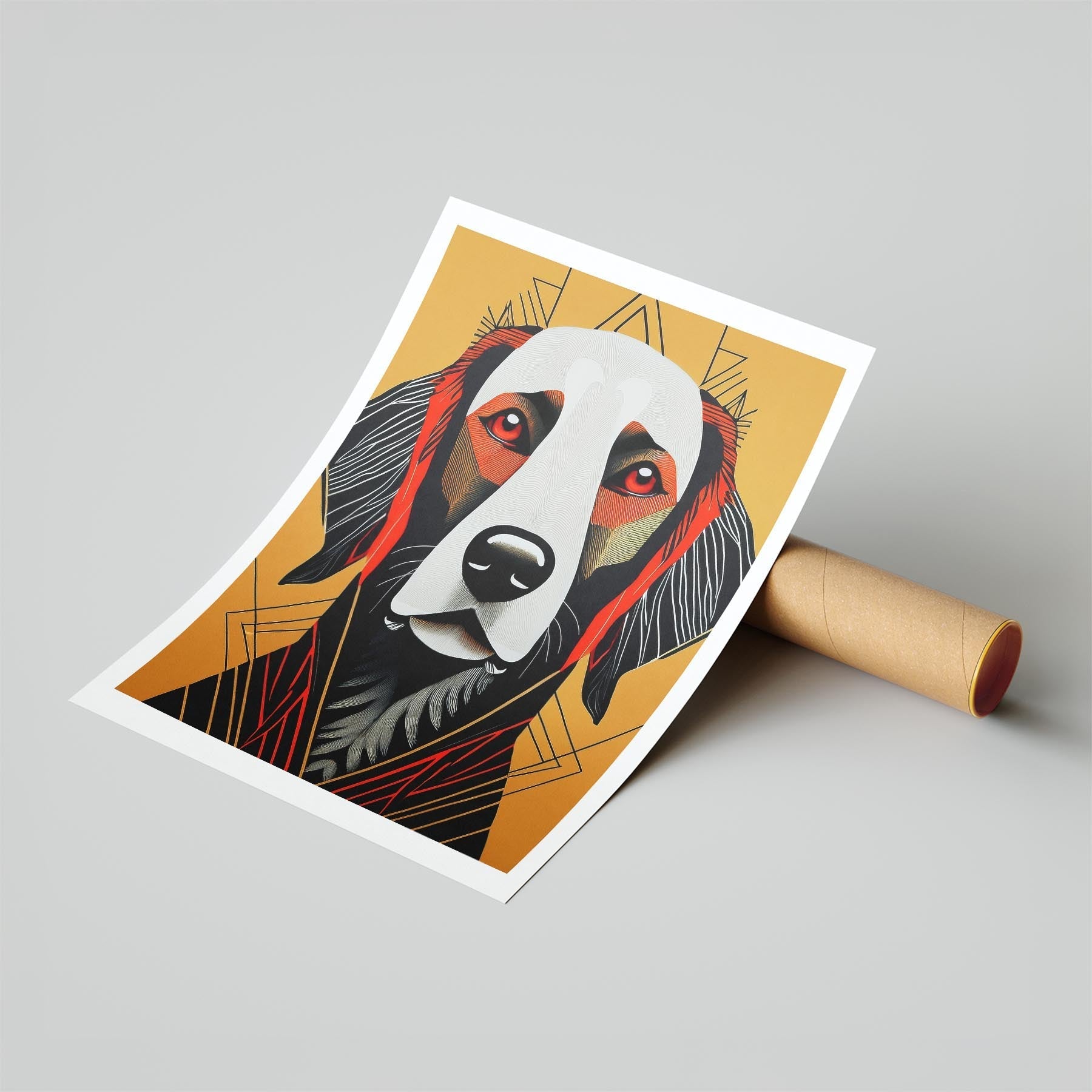 Curly Coated Retriever Geometric Orange Series image 6