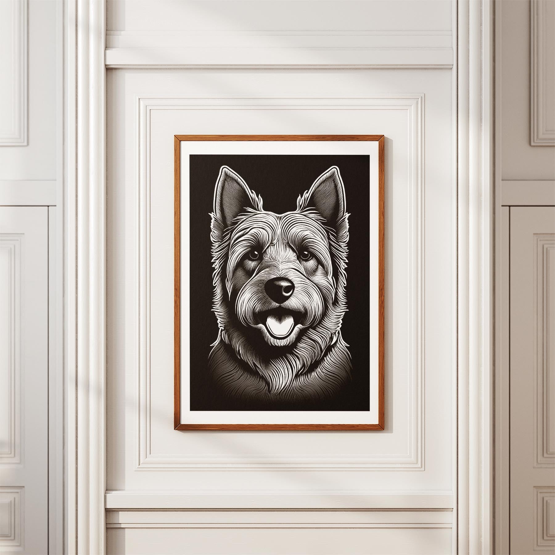 Australian Silky Terrier Line Dog Series in Black and White image 3