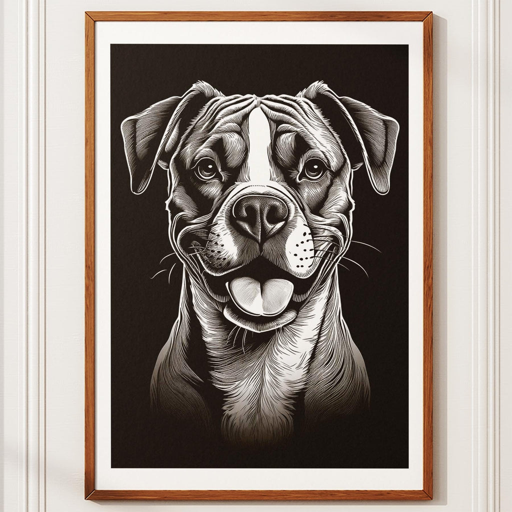 Boxer Line Dog Series in Black and White image 10