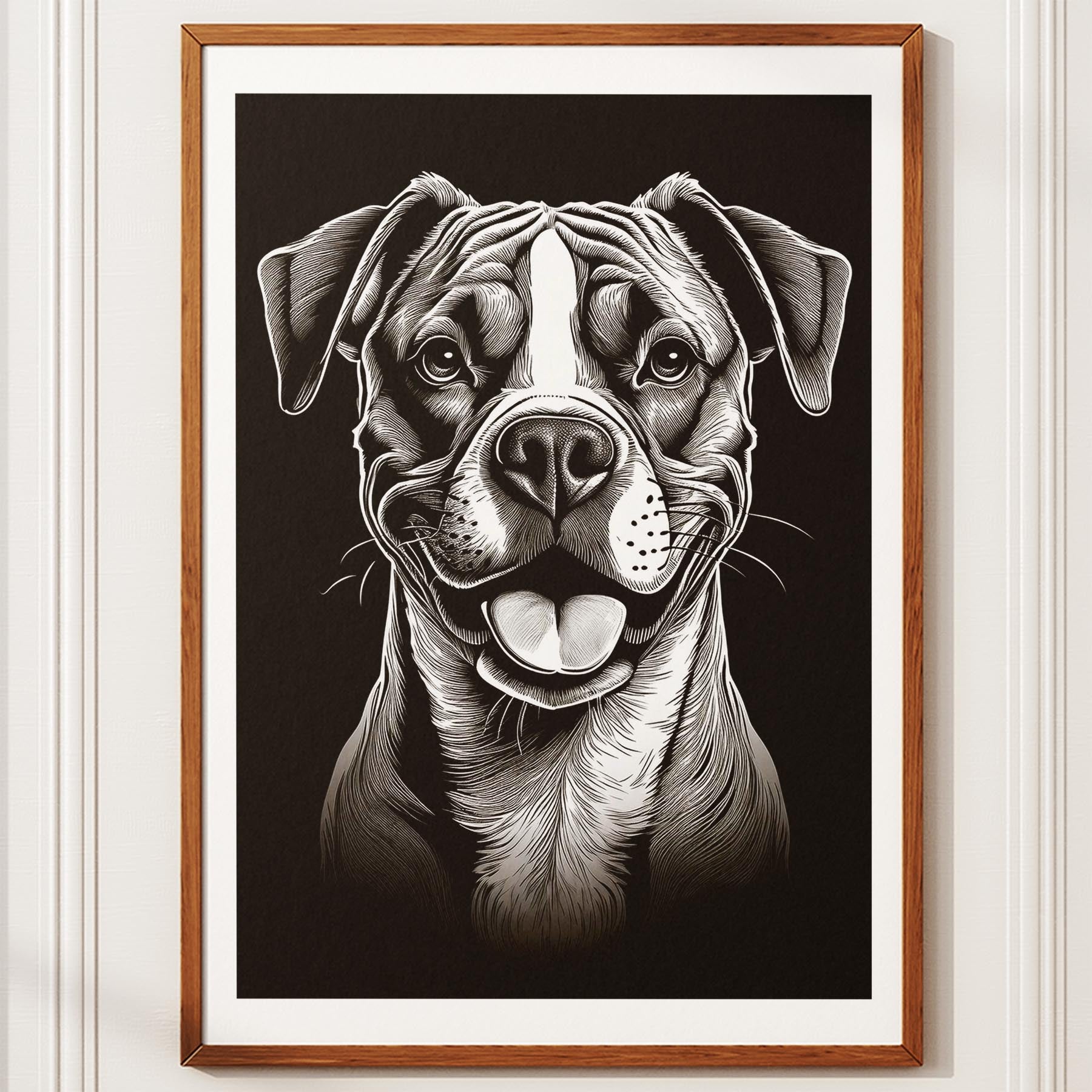 Boxer Line Dog Series in Black and White image 10