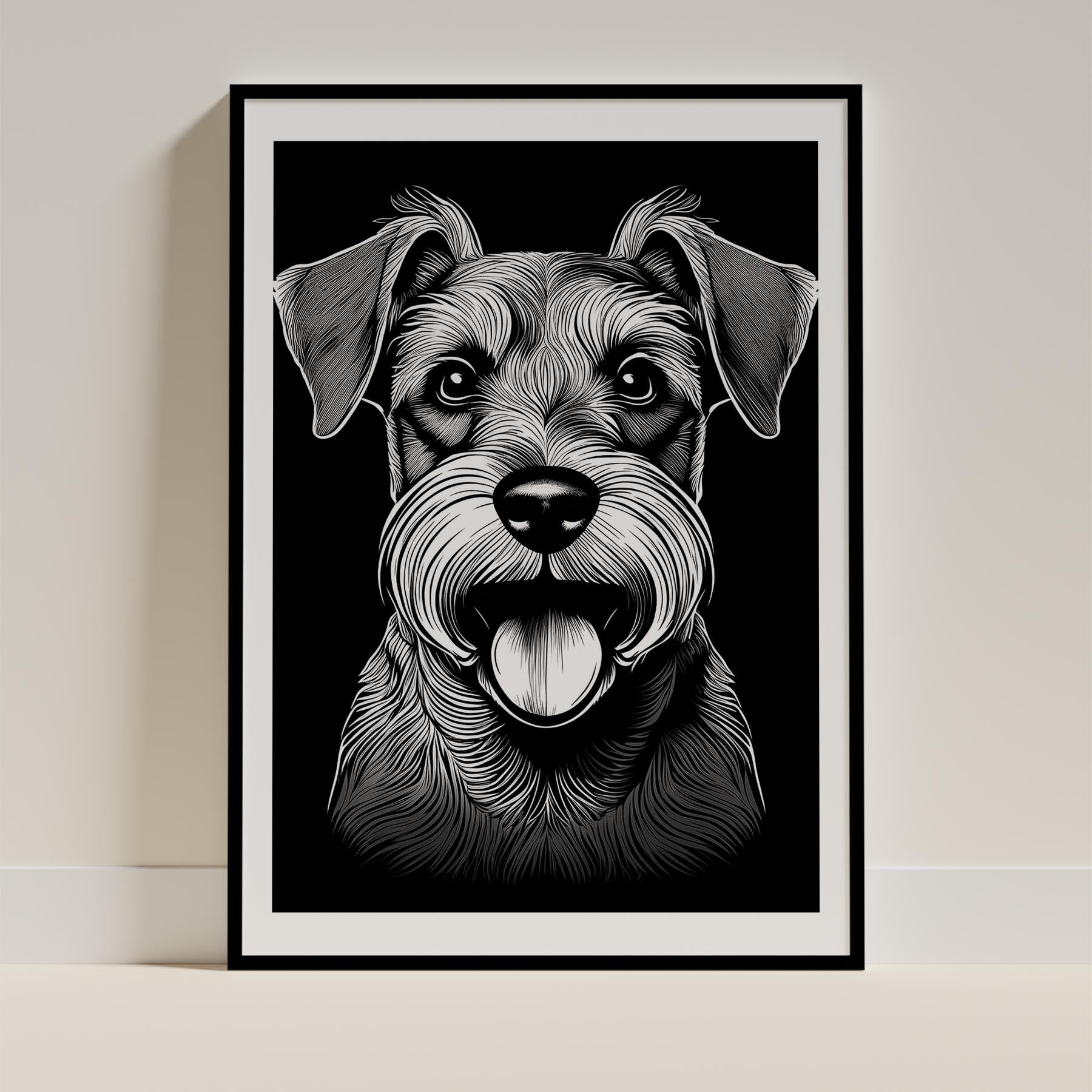 Schnauzer Line Dog Series in Black and White image 0