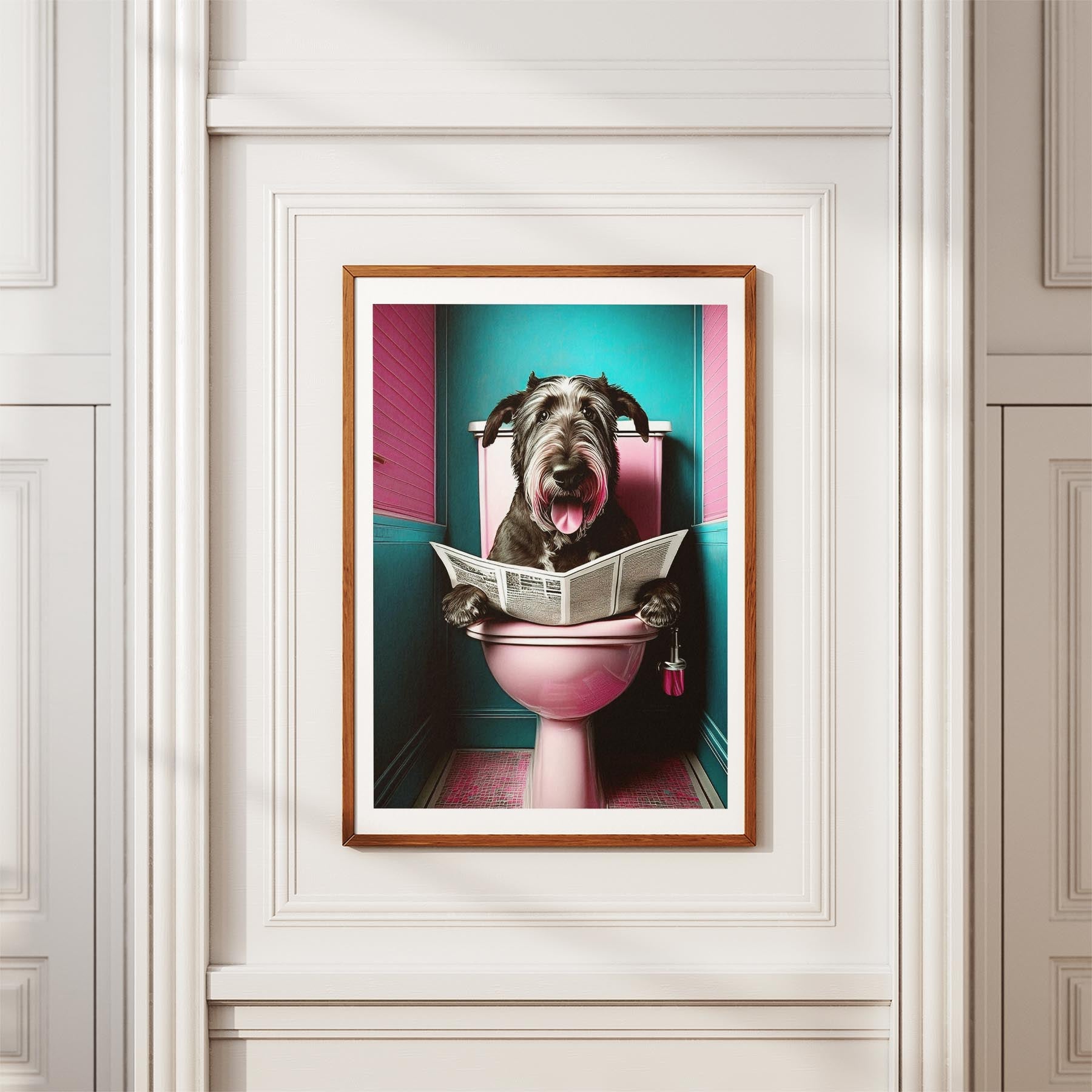 Irish Wolfhound Toilet Dogs PInk and Turquise image 3