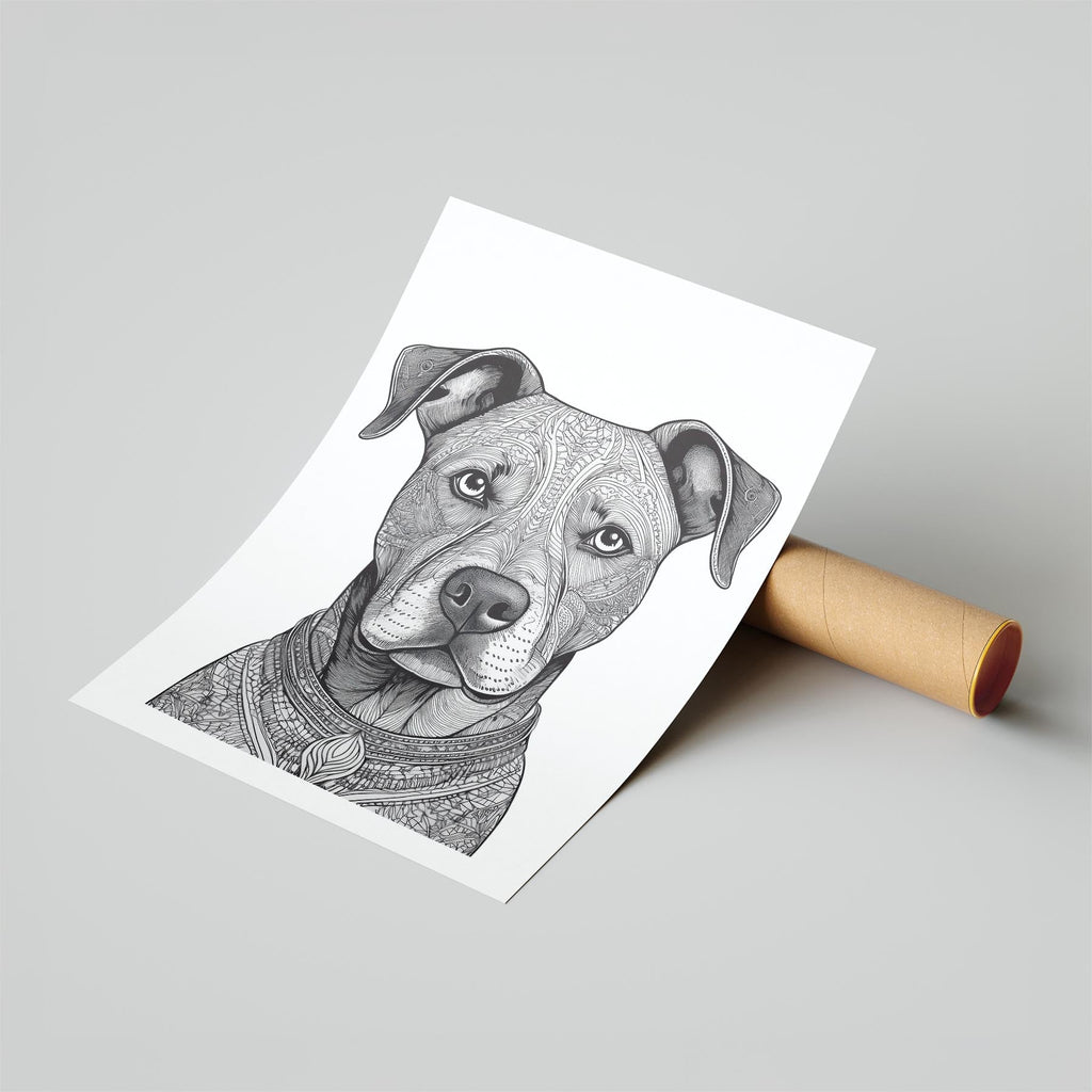 American Pitbull Terrier Mandala Black and White Dog Series image 6