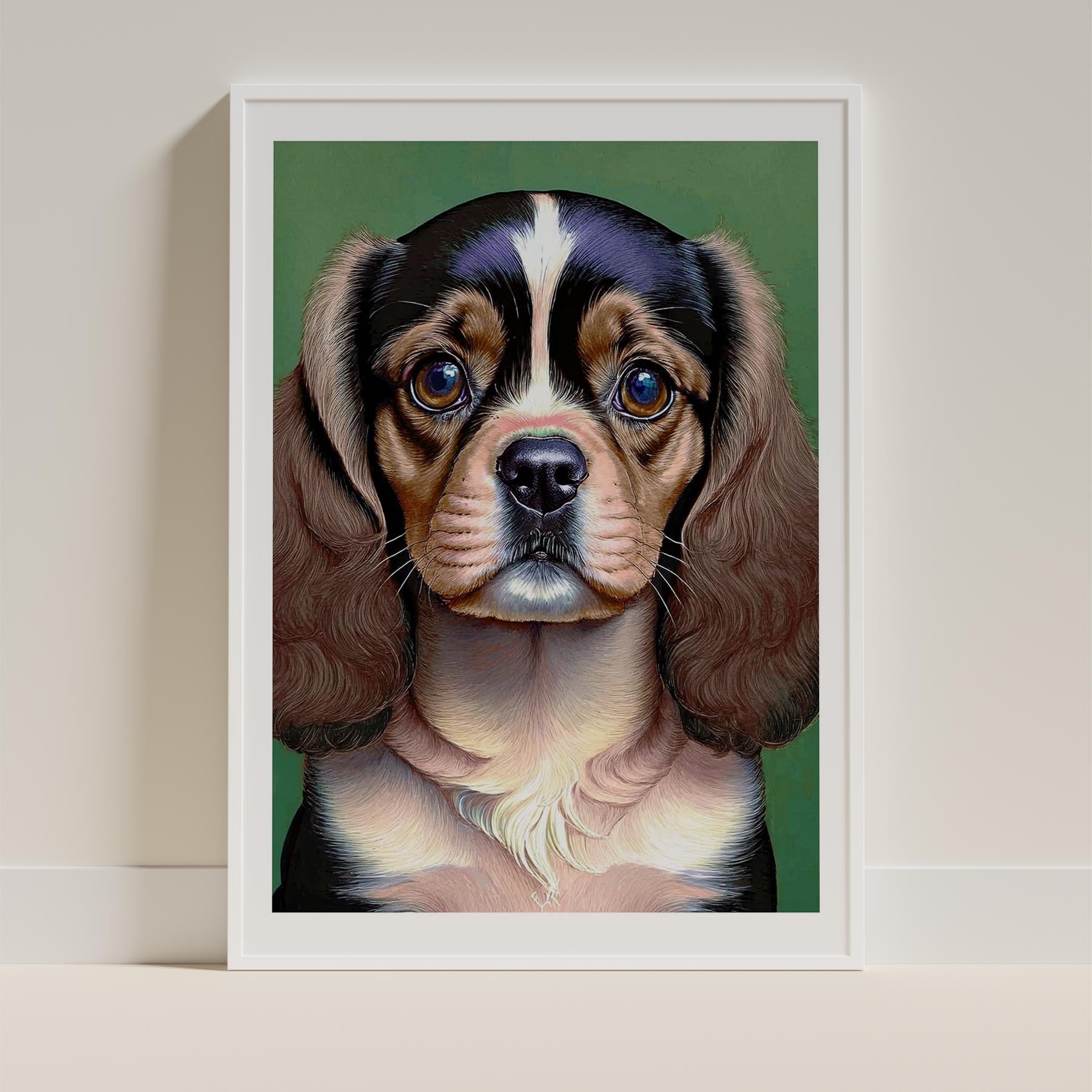 Cavalier Spaniel Green Painted Series image 9