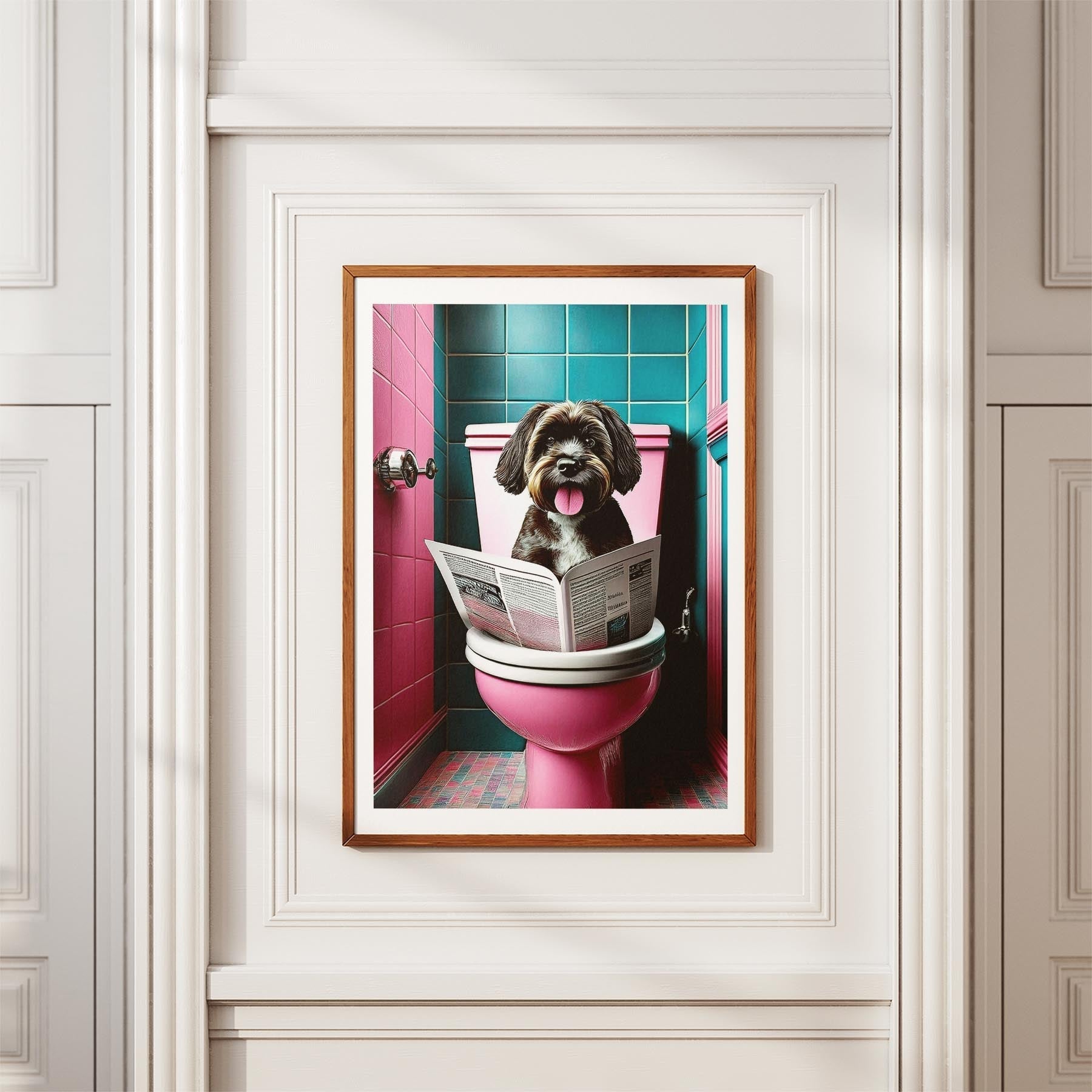 Moodle Toilet Dogs PInk and Turquise image 3