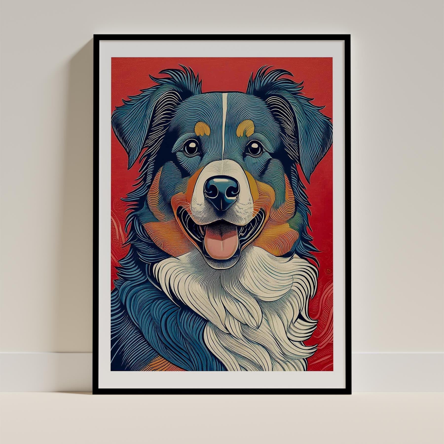 Australian Shepherd Hokusai Japanese Inspired Dog Series 1 image 0