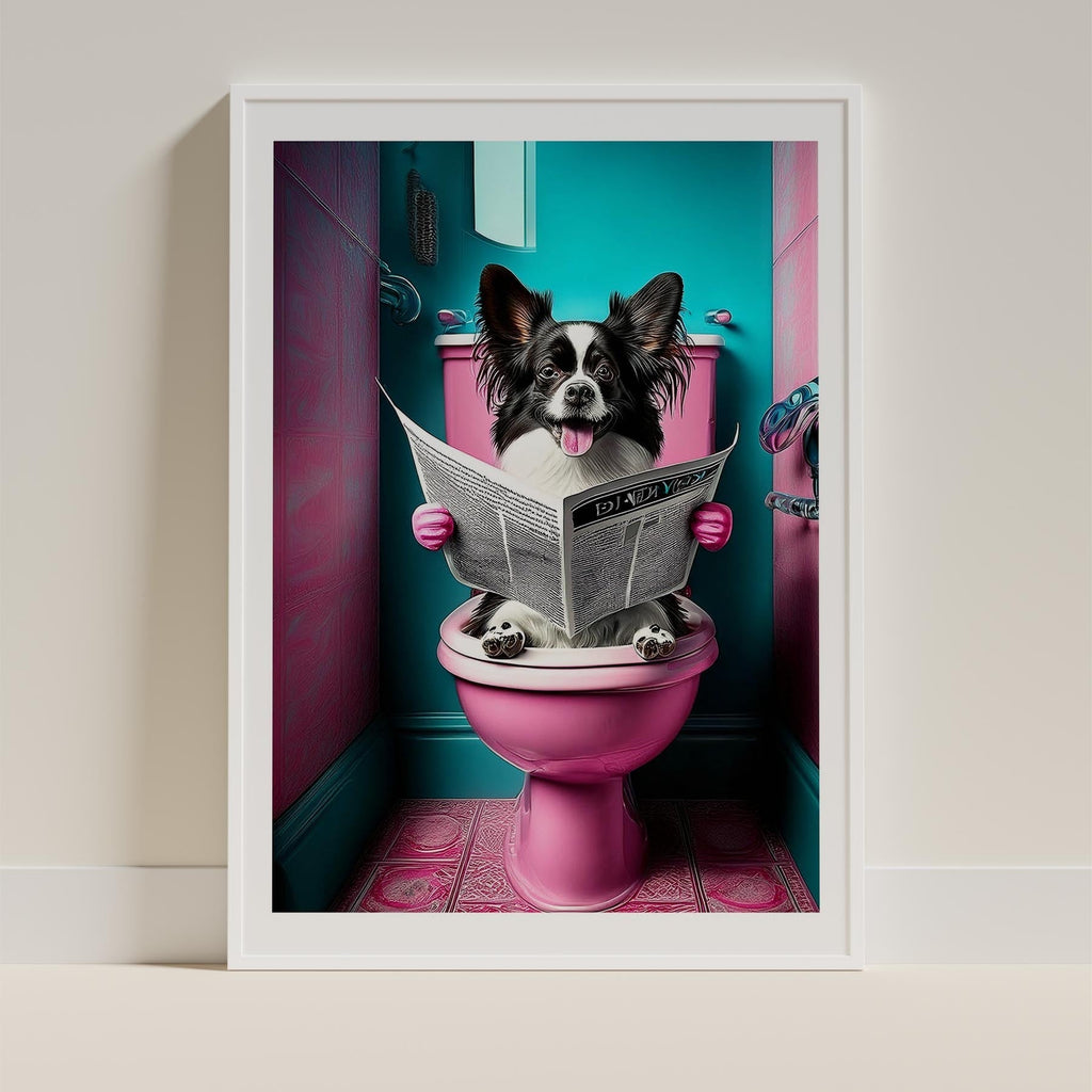 Papillon Toilet Dogs PInk and Turquise image 9