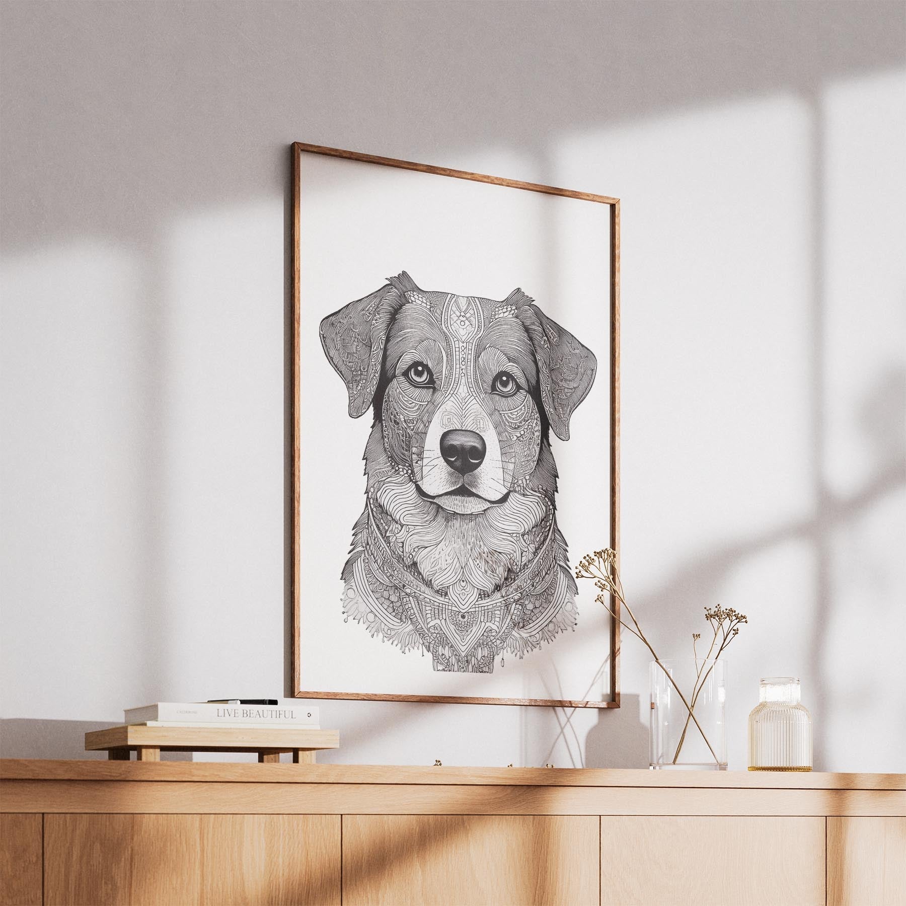 Australian Shepherd Mandala Black and White Dog Series image 5