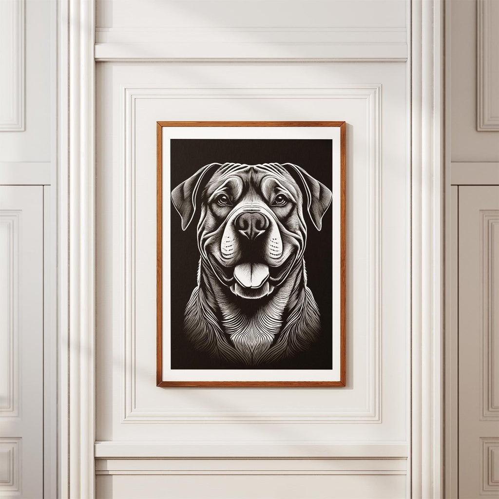 Dogue de Bordeaux Line Dog Series in Black and White image 3