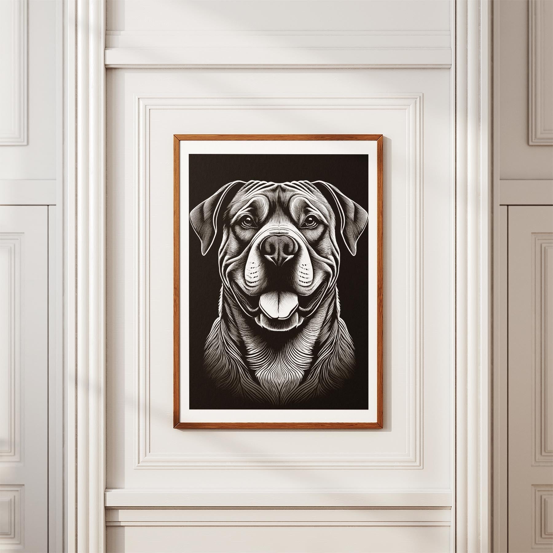 Dogue de Bordeaux Line Dog Series in Black and White image 3