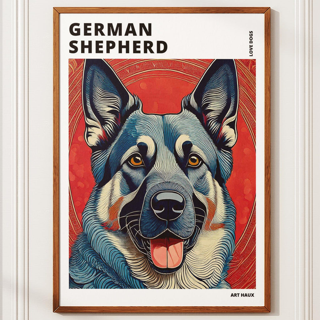 German Shepherd Hokusai Japanese Inspired Dog Series with Text image 9