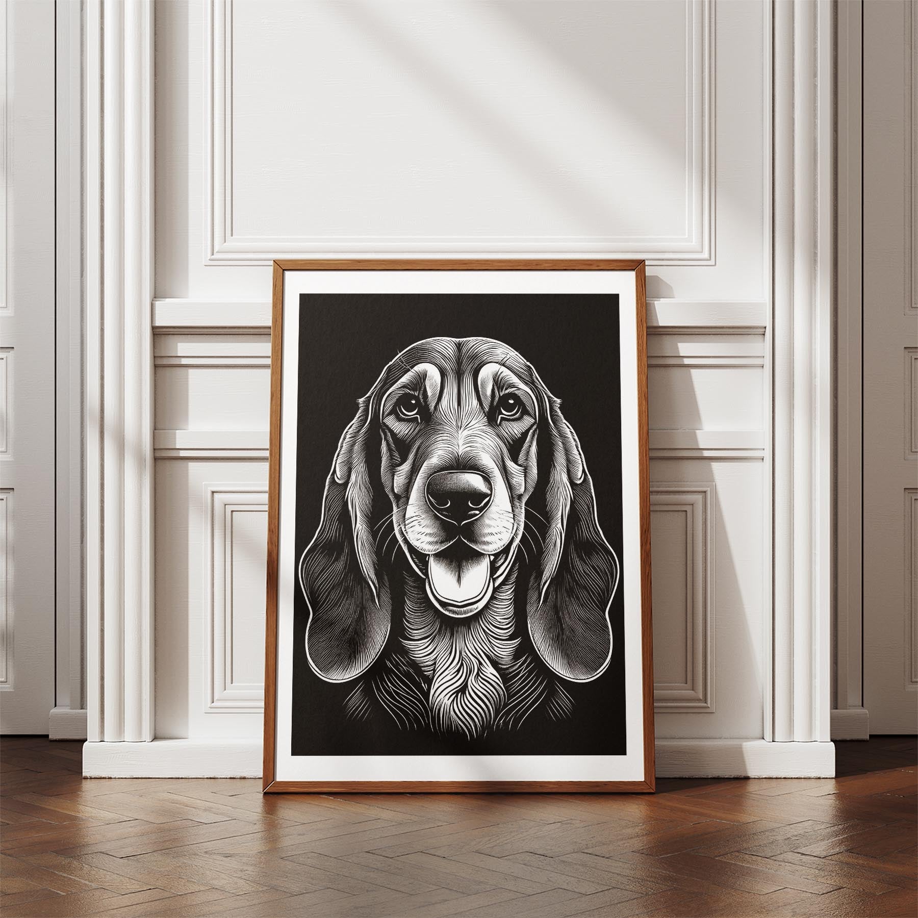 Bloodhound Line Dog Series in Black and White image 4
