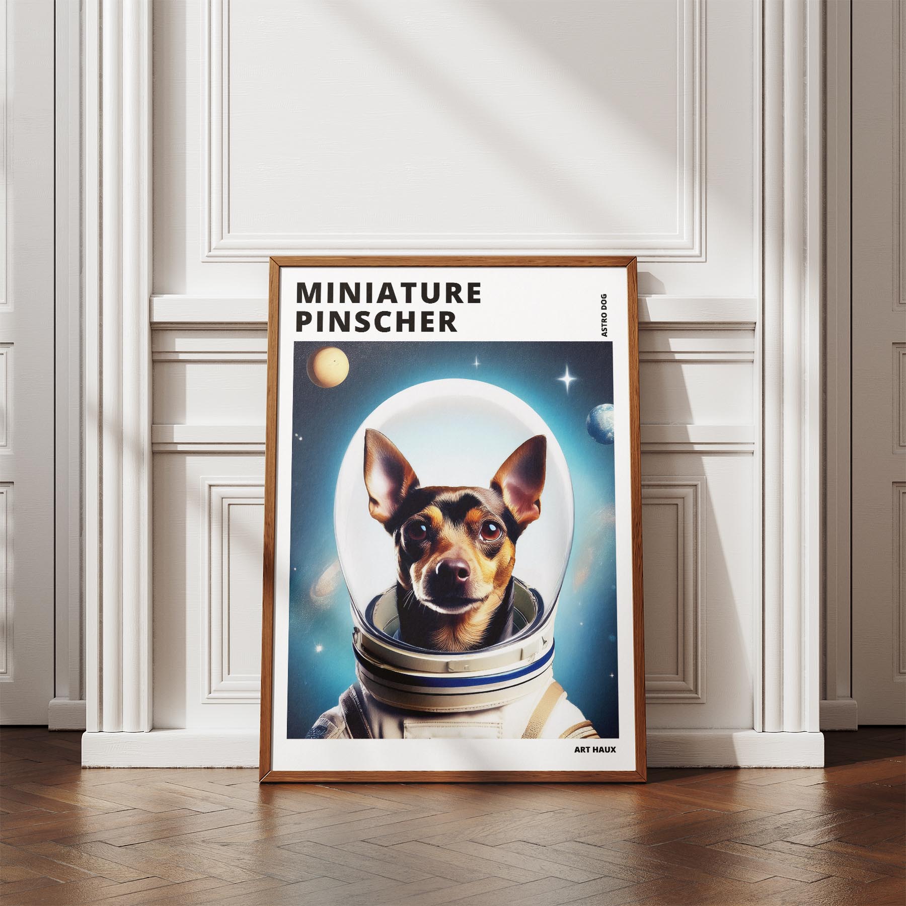 Miniature Pinscher Astronaut Dog Series with Text Astro Dog image 4